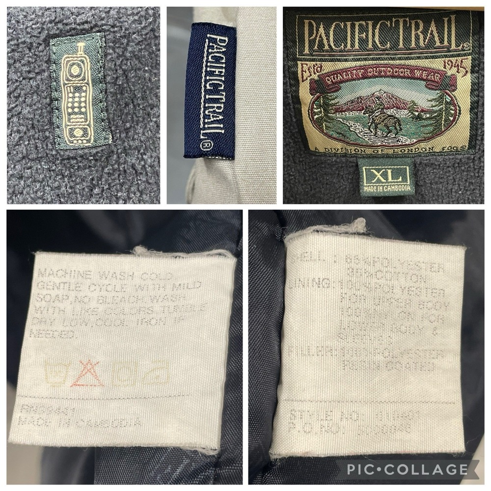 Vintage Pacific Trail Mens XL Coat Rain Jacket Beige Full‎ Zip Fleece Lined Hood - Picture 7 of 16